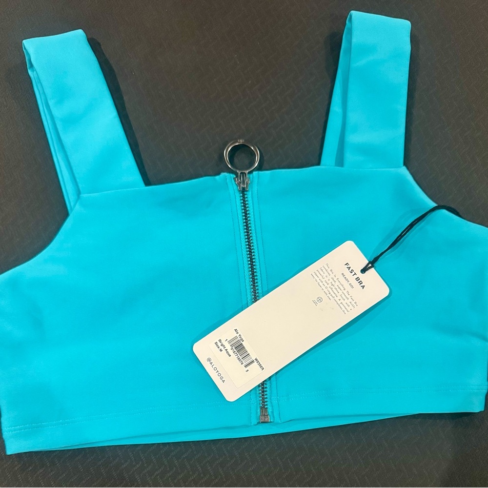 ALO Yoga Turquoise Fast Bra and High Waist Fast Leggings
